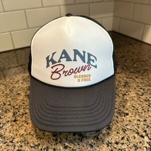 Kane Brown Blessed & Free Trucker Hat Snapback Black White OTTO Country Cap